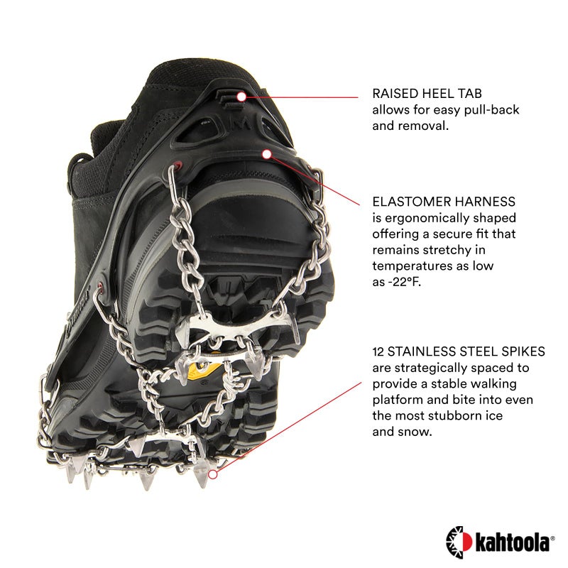 Kahtoola MICROspikes Footwear Traction for Winter Trail Hiking & Ice Mountaineering - Black - Medium - Image 4